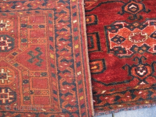 19th century late Salor wedding trapping, in excellent condition !! All natural colors, including the orange dye.
Size: 40 x 160 cm.   1.3 x 5.3 ft.  Its knot density is  ...