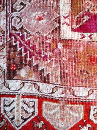 Turkish Rug 5.3 x 3.5 - Quantity of purples, and wear.  Original ends and sides.                 