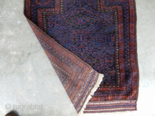 Baluch prayer rug - about 2'11" x 4'5" good even pile. Nice color including blue green.                 