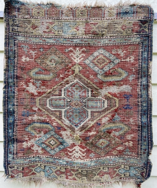 Early Anatolian yastik - about 20” x 23”, in ‘as found’ well worn condition                   