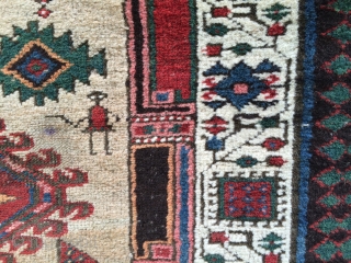Serab - 3 x 5.4, beautiful color and drawing.  Nice weave.  Even wear.  Small stain (looks like ink).            