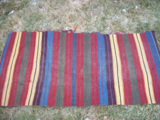 kilim bags 2.5 x 10 complete but not stiched together. Used as a runner. Some holes, filthy dirty,               