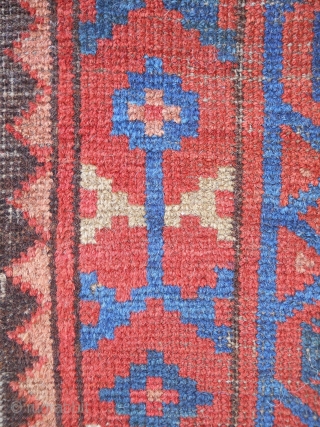 Beautiful color, drawing and format.  Great size. Retains partial kilim bands both ends. As is condition.   ( Ersari Turkmen Main Carpet )        