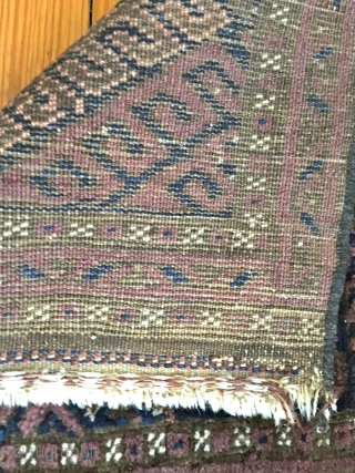 Baluch mat - shiny wool, meaty pile, scattered moth.  $95/BO                      