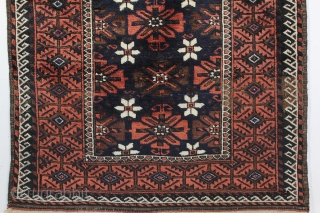 An alluring Mina Khani Baluch rug. Excellent condition and a charming size. 3-3 x 6-9 ft. Late 19th century.              