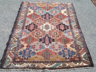 Nice c.1910 Tribal Bakhtiari - 4' 5'' x 6' 7'' - Captivating Design with Great Color - Minor Repair              