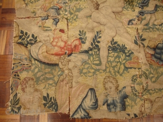 Antique European Tapestry Fragment - 31" x 48"                         