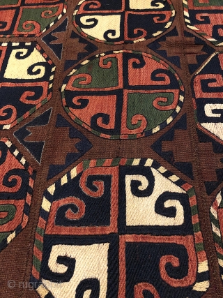 Beautiful 19th century Central Asian Uzbek Region embroidered Kilim. Excellent natural colours and good condition. The size is 120cm By 160cm.            