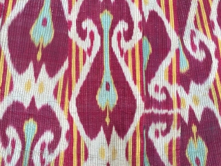 Beautiful Antique Uzbek Ikat Chapan (robe). Excellent natural colours and design. Offered reasonable price.                   