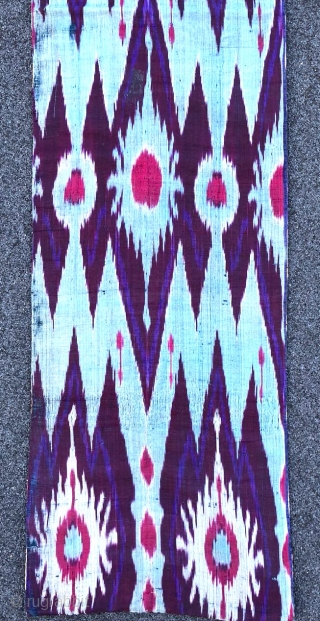 Antique Uzbek Adras ikat panel. Beautiful colours. The size is :32cm X 150cm.                    