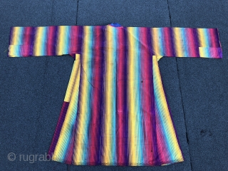 Beautiful Antique Uzbek Ikat adras (silk wrap/ cotton weft) dress, excellent natural colours. Offered reasonable price.                 