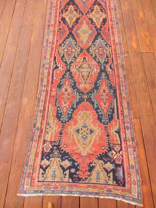 malayer runner with just a bit of wear 

nice colors and narrow - 3 ft 1 inch x 11 ft 6 inches           