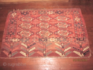 TURKOMAN CHUVAL - ALL GOOD DYES INCLUDING STRONG GREEN - NICE BORDER AND MINOR GUL                  