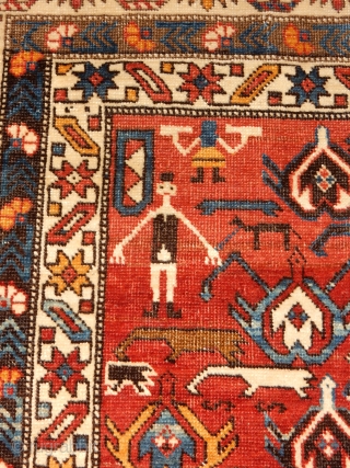 Here is a late 19th century eastern caucasian rug that has a design much more interesting than those that are older and more highly regarded .  Some collectors say only 170  ...