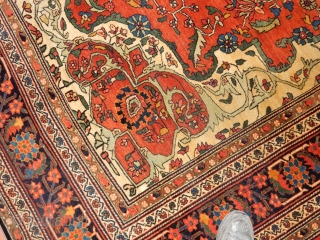 ANTIQUE SAROUK FEREGHAN  - IN BEAUTIFUL CONDITION WITH NEARLY FULL PILE  AND NO DRYNESS AT ALL - 9 X 12 FT -LOVELY OLD RUG WITH NO CONDITION DEFECTS   