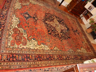 SOUMACK SUMAK CARPET WITH ALL NATURAL DYES - NO CHEMICAL DYES - SIZE OF 92 X 116 INCHES 
COMPLETE KNOTTED ENDS AS SHOWN - SIDES OVERCAST AS SHOWN -3 AREAS OF WEAR  ...