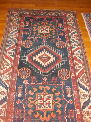 excellent pile - original as found condition

3 ft 10 inches x 10 feet 

kazak with 8 weavers shaking their  combs

$950 or BO          