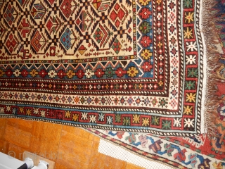 LARGE MARASALI IN GREAT ORIGINAL CONDITION - ORIGINAL SIDES, ENDS , GOOD STRONG DYES , BIG SIZE 48 X 58 INCHES - COMPLETE WITH THE KNOTTED ENDS- 
LOOK AT THE SIDES -  ...