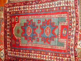 LARGE 4 X 5 FT SIZE AND FULLEST BEST PILE , MAYBE DATED 1909 , FANTASTIC DECORATIVE APEARANCE, MISSING 1/2 INCH ONE END , ESTATE PIECE , GOOD MULTICOLORED SIDES ,   ...