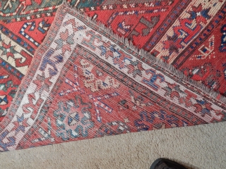LARGE 4 X 9 FT. KAZAK/GENGE WITH DECENT PILE FOR USE ON THE FLOOR AT A MODEST COST -  HAS 2 SMALL WELL DONE PATCHES 

SOLD      