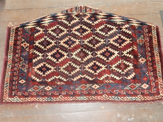 GREAT LOOKING YOMUD  - GOOD AGE AND PILE - 3  SMALL HOLES SEWN UP- CHEAP FOR SUCH AN INTERESTING WEAVING- $750 INCLUDING USA SHIPPING       