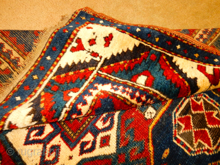 5 x 9 FOOT FACHRALO KAZAK IN GREAT ORIGINAL UNRESTORED CONDITION COMPLETE SIDES , ENDS 
NICE IVORY BORDER 
BOYLSTON ASSOCIAYES ANTIQUE CAUCASIAN RUGS .COM


         