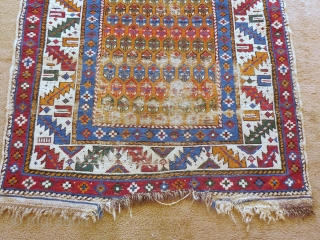 CAUCASIAN RUG 3 X 4 FT WITH WEAR AND GOOD DYES - $175                    