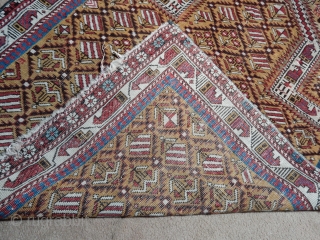 OPPORTUNITY FOR A COLLECTOR TO BUY A FINE GOLD FIELD MARASALI PRAYER RUG WITH GOOD PILE FOR A BARGAIN PRICE OF $1150 -
SIDES HAVE BEEN REBOUND AND A BIT OF END DAMAGE-
ALL  ...