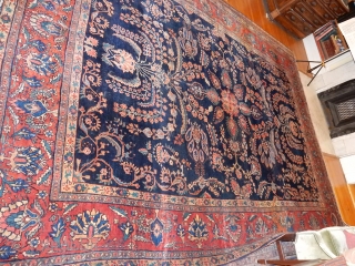 FULL PILE BLUE SAROUK - CIRCA 1915- SIZE OF 8 1/2 X 11 1/2 FT  - NO CONDITION ISSUES- A WONDERFUL  CARPET         