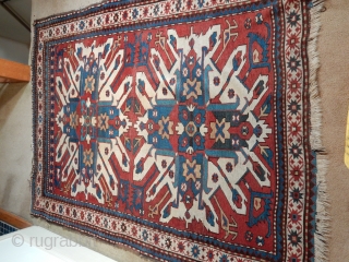 EAGLE KAZAK IN VERY GOOD AS FOUND CONDITION AND GOOD SIZE- 62 X 80 INCHES. 

GOOD PILE - NO WORN AREAS. 

LAST PHOTO IS THE BACK.

PRICE- $1900 . OR B.O.

   