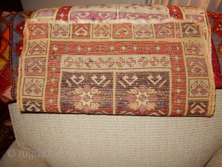 ANTIQUE ANATOLIAN TURKISH YASTIK-EXCEPTIONAL PURPLE DYES AND FINE WEAVE AND GOOD PILE-
18X 36 INCHES -  INCL USA SHIPPING              