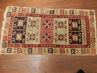 ANTIQUE ANATOLIAN TURKISH YASTIK-EXCEPTIONAL PURPLE DYES AND FINE WEAVE AND GOOD PILE-
18X 36 INCHES -  INCL USA SHIPPING              