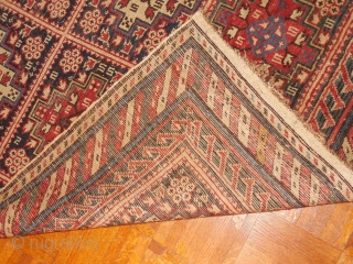  SHIRVAN WITH NICE OLD BORDER -

ORIGINAL CONDITION - NO REPAIRS 

  COMPLETE SIDES AND ONE END, AND JUST A BIT OD LOSS AT THE OTHER END 

3 FT 6   ...