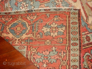 OLD ANTIQUE SERAPI WITH THE BEST COLORS -NEEDS SOME  WORK - BUT SOLID FOUNDATION -SIZE OF 9 X 12 - PRICED RIGHT FOR SUCH A FINE CARPET     