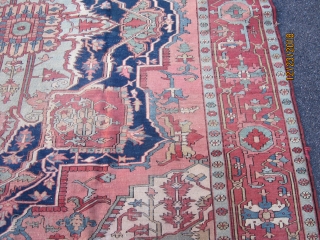 OLD ANTIQUE SERAPI WITH THE BEST COLORS -NEEDS SOME  WORK - BUT SOLID FOUNDATION -SIZE OF 9 X 12 - PRICED RIGHT FOR SUCH A FINE CARPET     