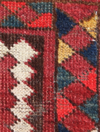 19th Central Asian Turkmen Beschir Rug Fragment. 172 cm. x 134 cm. { 4.39" x 5.64" foot }               