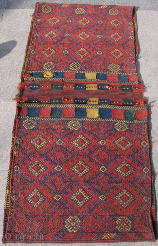 Vegetable dyed Bidjar embroidered saddlebag. 2'2" x 4'11" feet  ( 67 cm x 151 cm )                