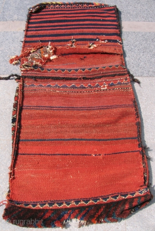 Vegetable dyed Sanjab Kurdish Saddlebag. 2'1" x 4'10" feet ( 64 cm x 148 cm )                 