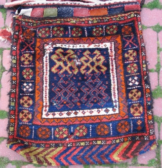 Vegetable dyed Sanjab Kurdish Saddlebag. 2'1" x 4'10" feet ( 64 cm x 148 cm )                 