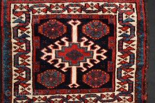 Bakhtiari Half-Khorjin - good condition with narrow horizontal banded flatweave back - vegetable colours - 53cm x 47cm (1' 9" x 1' 7").          