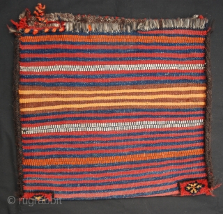 Bakhtiari Half-Khorjin - good condition with narrow horizontal banded flatweave back - vegetable colours - 53cm x 47cm (1' 9" x 1' 7").          