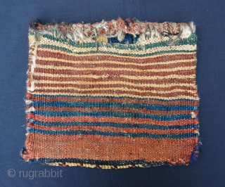 Tiny Chanteh, Lori-Bakhtiari tribes, in good condition with some wear in places. The bag retains its original plainweave back in narrow horizontal bands of colour. 19th century. Size: 25cm x 20cm (10"  ...