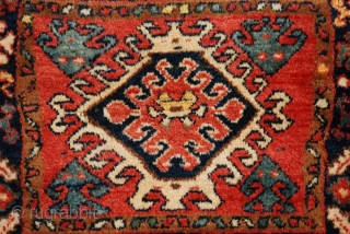 This piled Shahsevan half-khorjin has soft, lustrous, glossy wool and is in excellent condition with no repairs. Size: 51cm x 48cm (1' 8" x 1' 7").
See other lovely pieces at www.brianmacdonaldantiquerugs.co.uk.  