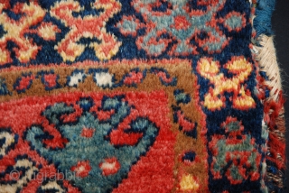 This piled Shahsevan half-khorjin has soft, lustrous, glossy wool and is in excellent condition with no repairs. Size: 51cm x 48cm (1' 8" x 1' 7").
See other lovely pieces at www.brianmacdonaldantiquerugs.co.uk.  