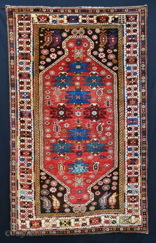 Beautiful Shirvan rug with superb vegetable colours and in absolute mint condition - no repairs whatsoever.
1.90m x 1.15m (6' 3" x 3' 9").          