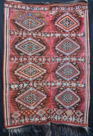 Attractive East Anatolian Kurdish Kilim woven in two parts and in excellent condition - 2.10 x 1.50m (7' x 5').             