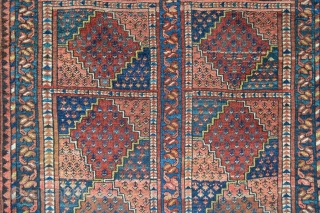 Middle Amu Darya group Ersary Turkmen rug with unusual field design and in good overall condition albeit pile is evenly low. 1.27m x 0.82m (4' 2" x 2' 8").    