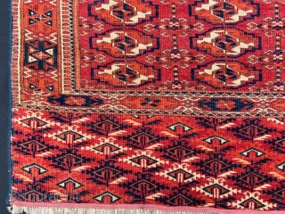 Attractive Teke Turkmen chuval in nice overall condition with replaced selvedges.  
1.12 x 0.61m (3' 8" x 2' 0").             