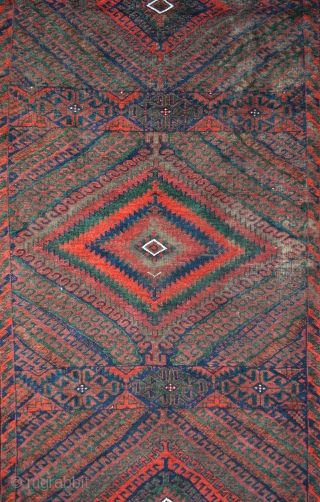 19th century Mushwanni carpet 2.77m x 1.33m (9' 0" x 4' 4"), Sistan Province, south-east Persia, with magnificent vegetable colours. Very good overall condition bar some corrosive mordant wear right of upper  ...