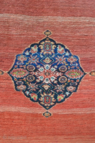 19th century Sultanabad rug in good overall condition with a beautiful abrash of madder-red in the central field - 2.18m x 1.42m (7' 2" x 4' 8").      